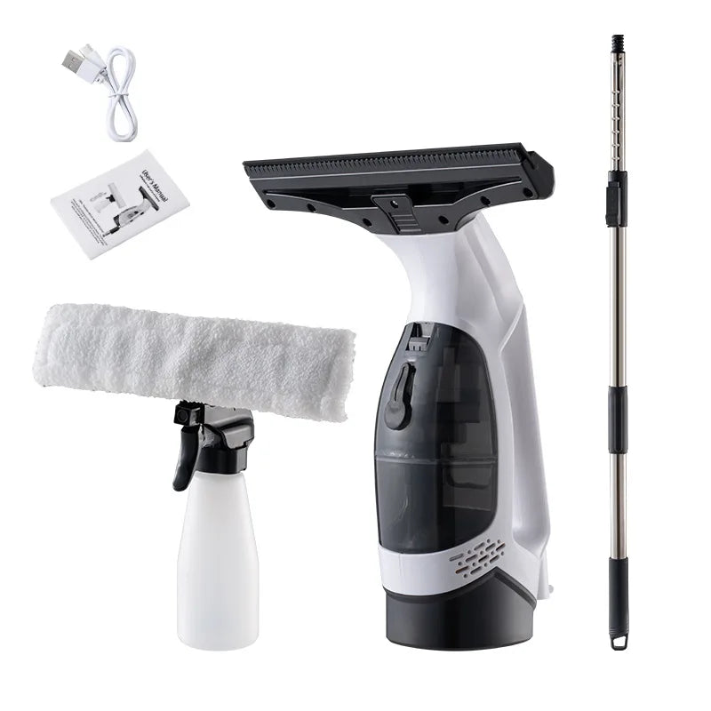 Electric Multifunctional Cordless Window Cleaner Machine White Cordless Rechargeable Automatic Portable Glass Cleaner Tools