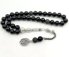 سوار التسبيح باللون الأسود الطبيعي مع الزركون ™