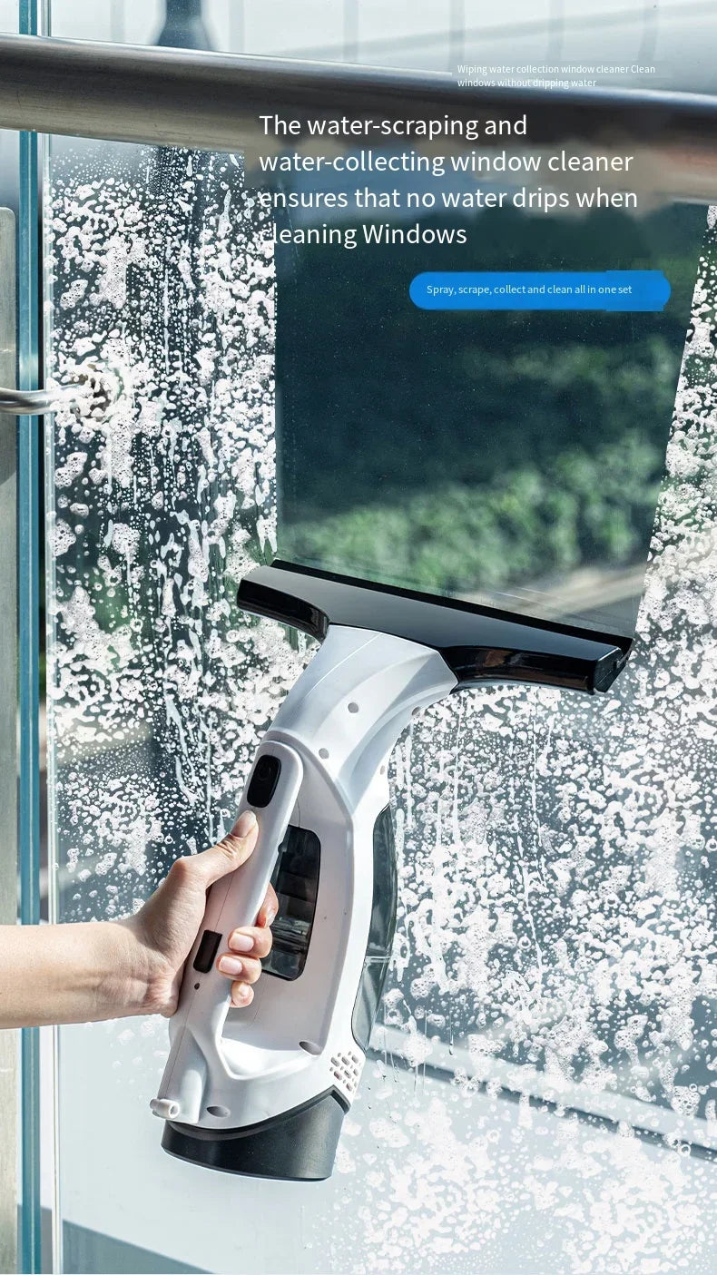 Electric Multifunctional Cordless Window Cleaner Machine White Cordless Rechargeable Automatic Portable Glass Cleaner Tools